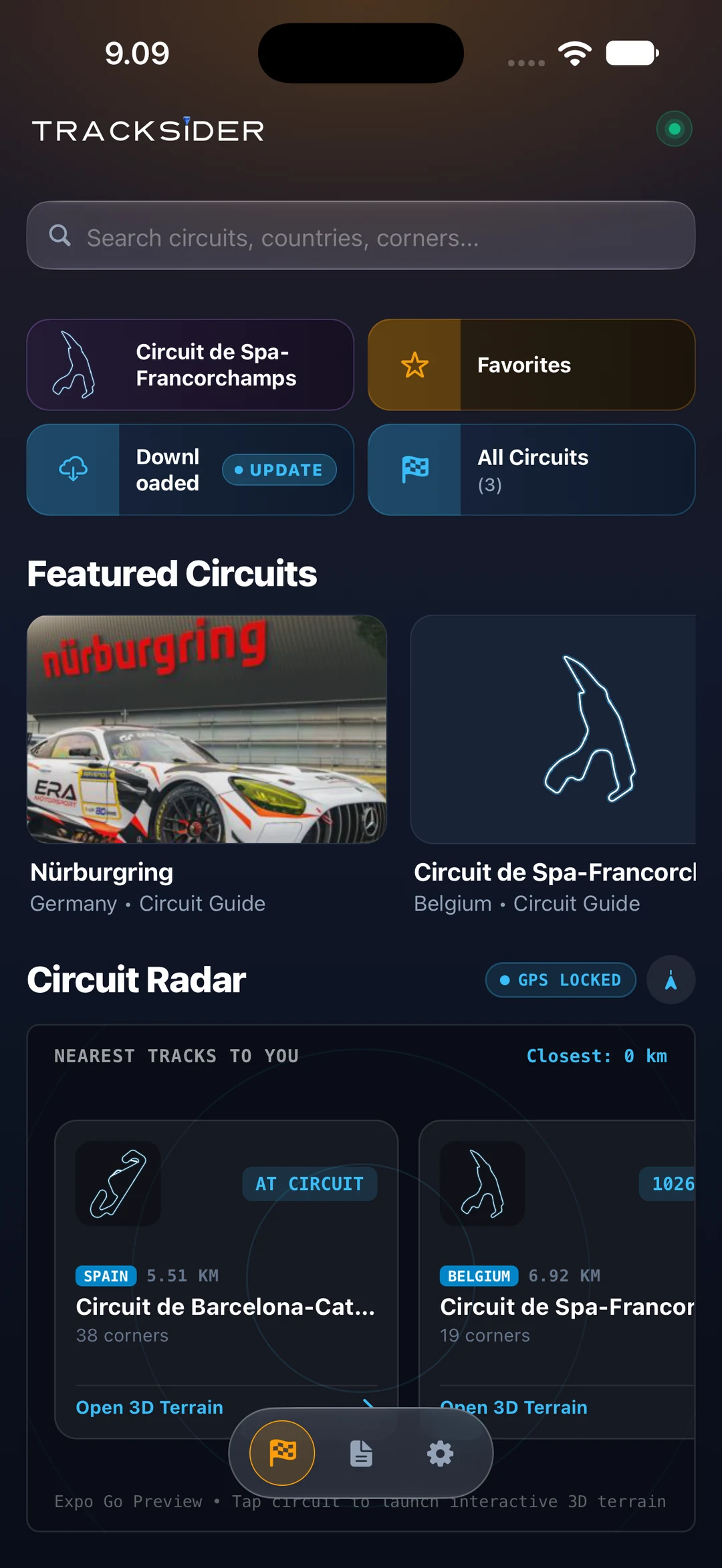 Tracksider In-App Dashboard & Radar